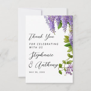 Botanisches Hängen Lila Wisteria Wedding Dankeskarte