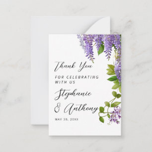Botanisches Hängen Lila Wisteria Wedding Mitteilungskarte