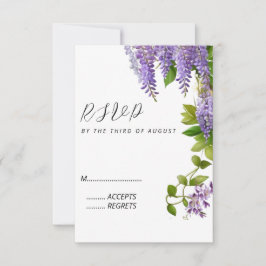 Botanisches Hängen Lila Wisteria Wedding RSVP Karte