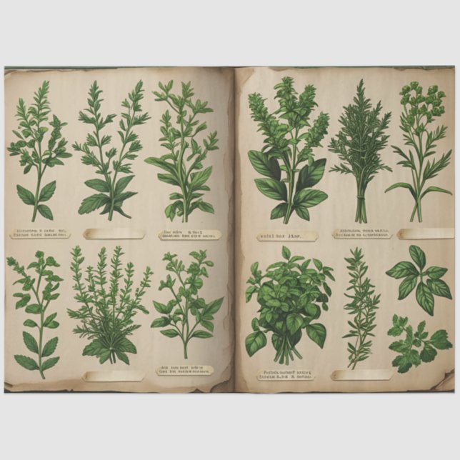 Botanisches Herbarium Decoupage Vintag Ferns, Seidenpapier (Vorderseite)