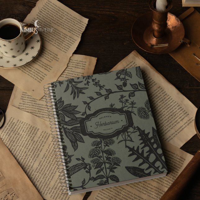 Botanisches Herbarium Salbeigrünes Blumenjournal Notizbuch (Von Creator hochgeladen)