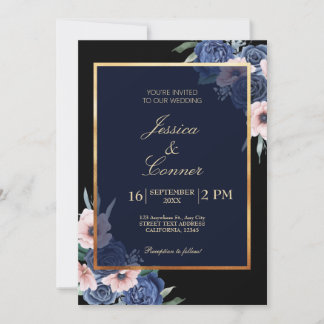 Botanisches Hochzeitgold florales Elegantes Einladung