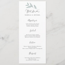 Botanisches Hochzeitmenü für Kalligrafie Menükarte