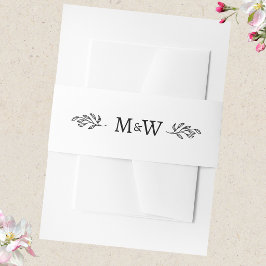 Botanisches Hochzeitscouple-Monogramm Einladungsbanderole