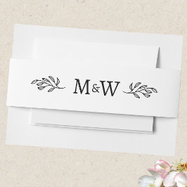 Botanisches Hochzeitscouple-Monogramm Einladungsbanderole