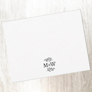 Botanisches Hochzeitscouple-Monogramm Mitteilungskarte