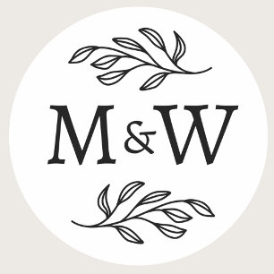 Botanisches Hochzeitscouple-Monogramm Runder Aufkleber