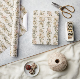 Botanisches Hochzeitsgeschenkpapier | Roséfarbene Geschenkpapier