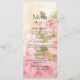 Botanisches Hochzeitsmenü der Rose Blush Menükarte