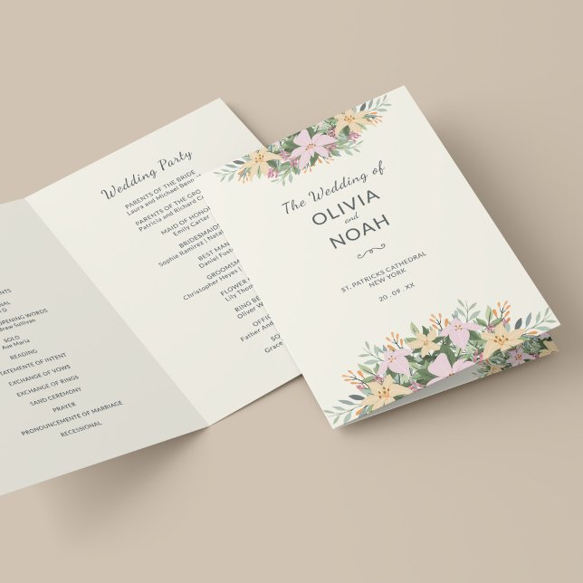 Botanisches Hochzeitsprogramm - Boho-Karte gefalte Karte (Von Creator hochgeladen)