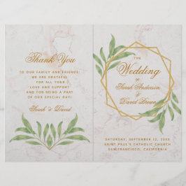 Botanisches Hochzeitsprogramm für geometrische Grü