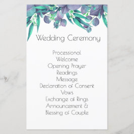 Botanisches Hochzeitsprogramm für Lavendel & Brigh