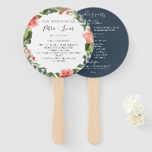 Botanisches Hochzeitsprogramm für Marinekorallen Fächer