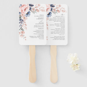 Botanisches Hochzeitsprogramm für Rosa Flora Fächer