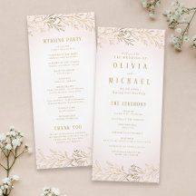 Botanisches Hochzeitsprogramm in Rosengold