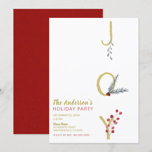 Botanisches Holiday Joy Rustic Gold Minimales Part Einladung