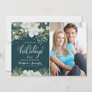 Botanisches Holiday Watercolor Blume Flat Foto Feiertagskarte