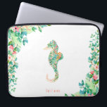 Botanisches Insel-Seepferd Laptopschutzhülle<br><div class="desc">Formen botanische Insel-Blumen des schönen Watercolor und Laub und Seepferd,  personalisierte Laptophülse.</div>