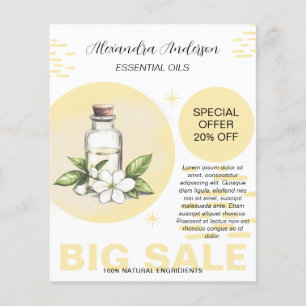 Botanisches Jasmin-Ätherisches Öl Aquarell Blumenm Flyer