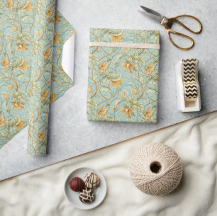 Botanisches Jugendstil-Tapete - Minzgrün Geschenkpapier