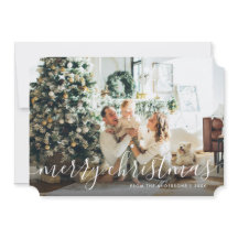 Botanisches kalligrafisches Foto Frohe Weihnachtsk