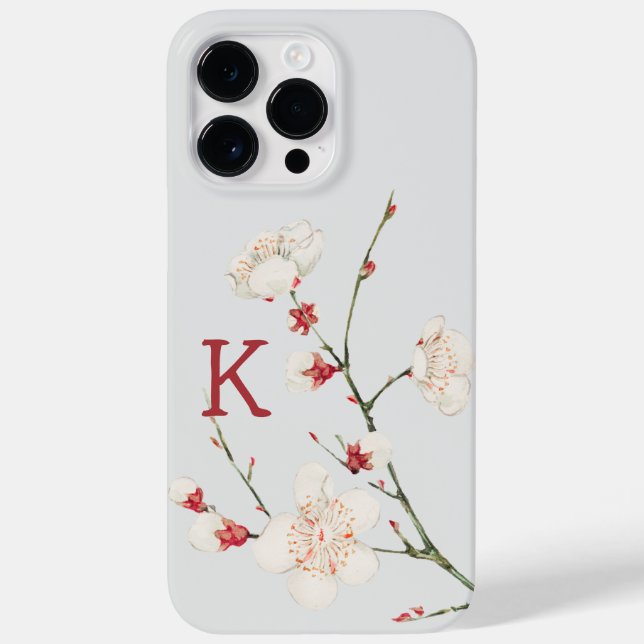 Botanisches Kirschblossom florales Monogramm Case-Mate iPhone Hülle (Rückseite)
