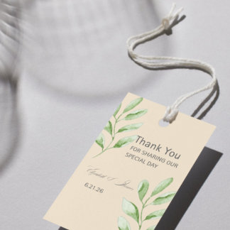 Botanisches Klassisches Danke Hochzeitsgeschenk-Ta Geschenkanhänger