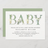 Botanisches Kleinkind mit Wasserfarbe ・ Einladung