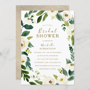 Botanisches Kranz-Brautparty der weißen Blume Einladung