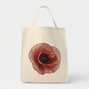 Botanisches Kunstdesign aus rotem Poppy Tragetasche