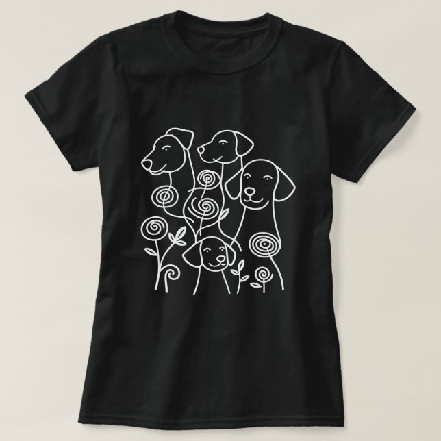 Botanisches Labrador Minimalistisch Line Art T-Shirt (Design vorne)