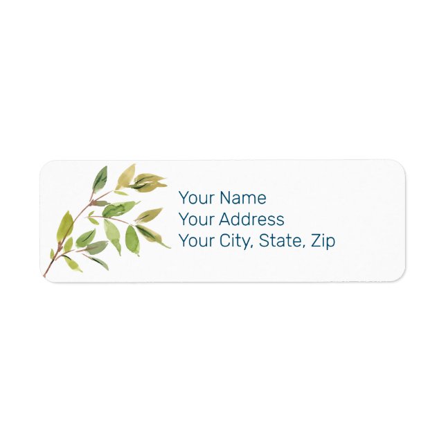 Botanisches Leaf Art on White Return Address Label (Vorne)