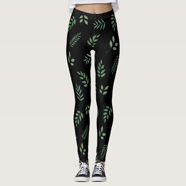 Botanisches Leaf Design Leggings - Trendy & Comfor (Vorderseite)