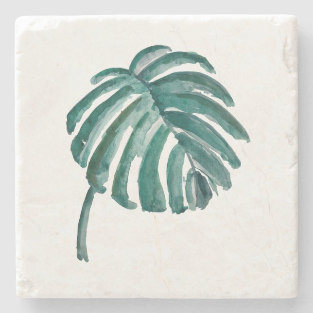 Botanisches Leaf Wasserfarbener Marmor Untersetzer (Vorderseite)