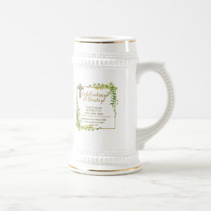 Botanisches LeafBautizo Bautismo Taufname Verses Bierglas