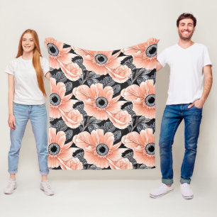 Botanisches Lichtpfirsichmuster Fleecedecke