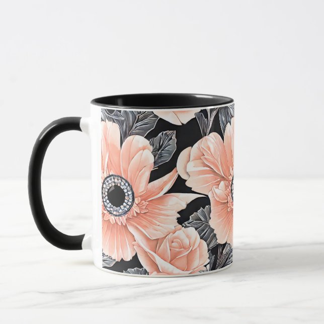 Botanisches Lichtpfirsichmuster Tasse (Links)