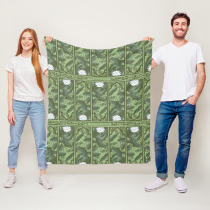 Botanisches Lotus-Muster - Der weiße Lotus Fleecedecke