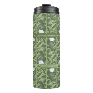 Botanisches Lotus-Muster - Der weiße Lotus Thermosbecher