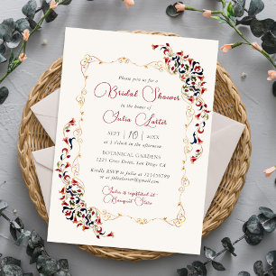 Botanisches Luxus-Floral-Paisley-Brautparty Einladung