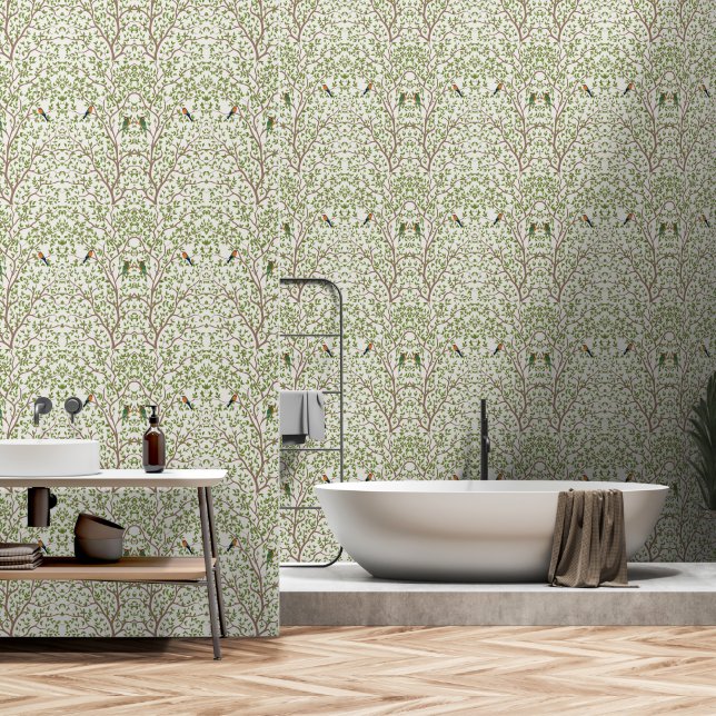 Botanisches Marmormuster Smooth Vinyl Wallpaper Tapete (Badezimmer)