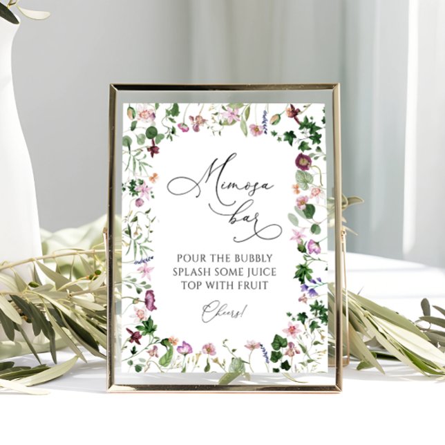 Botanisches Mimosa Bar Drink Zeichen Poster (Von Creator hochgeladen)