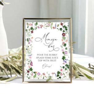 Botanisches Mimosa-Bar-Getränkeschild Poster