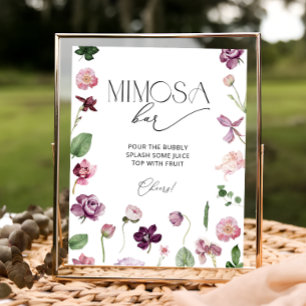 Botanisches Mimosa-Bar-Getränkeschild Poster