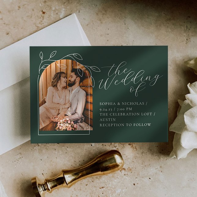 Botanisches Minimal-Foto Hochzeit Einladung (Von Creator hochgeladen)