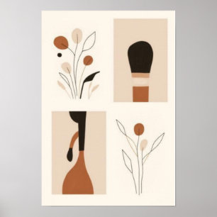 Botanisches minimalistisches Wandkunst-Set Abstr Poster