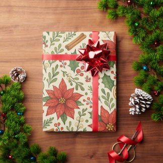 Botanisches Mistletoe Klassisches Blumenmuster Geschenkpapier