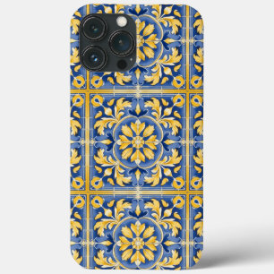Botanisches Mittelmeer-Muster - Blau und Gelb Case-Mate iPhone Hülle