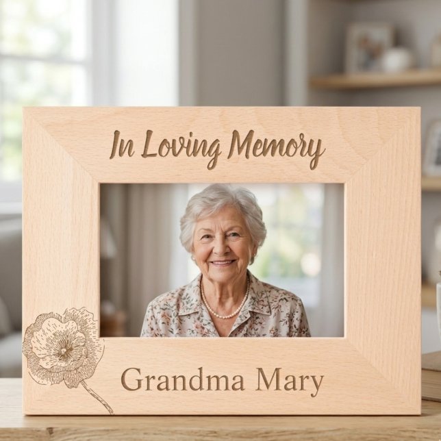 Botanisches Mohn-Denkmal Großmutter-Tribut Geätzte Rahmen (Botanical poppy memorial grandmother tribute frame)