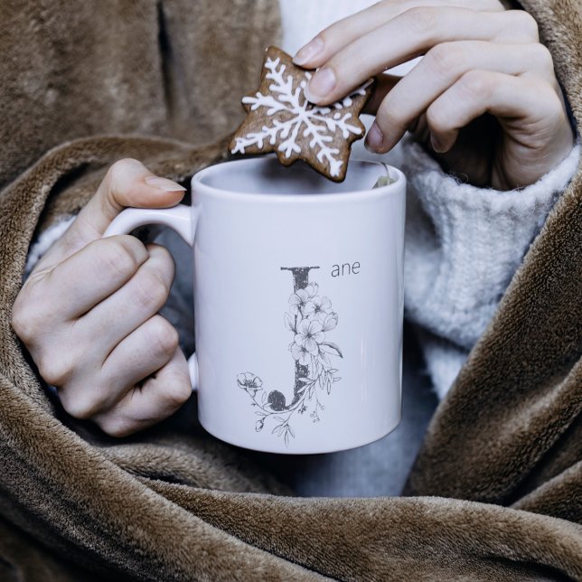 Botanisches Monogramm | Benutzerdefiniertes Textel Kaffeetasse (Von Creator hochgeladen)